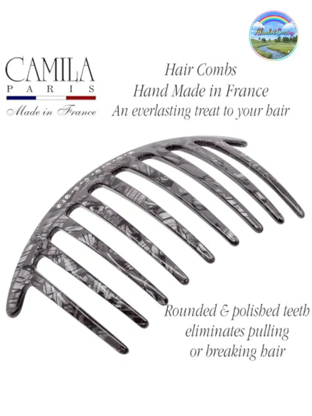 Cellulose Acetate French Hair Side Comb, 23 Tooth Curved for Bun Chignon,